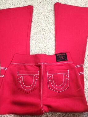 NEW True Religion Pull-On Flare Jeans Red Anniversary Small
